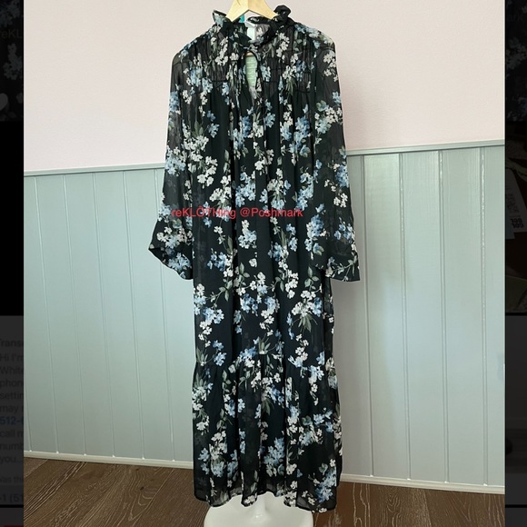 Floral Chiffon H&M Midi DRESS - NWT long sleeved - Picture 9 of 15